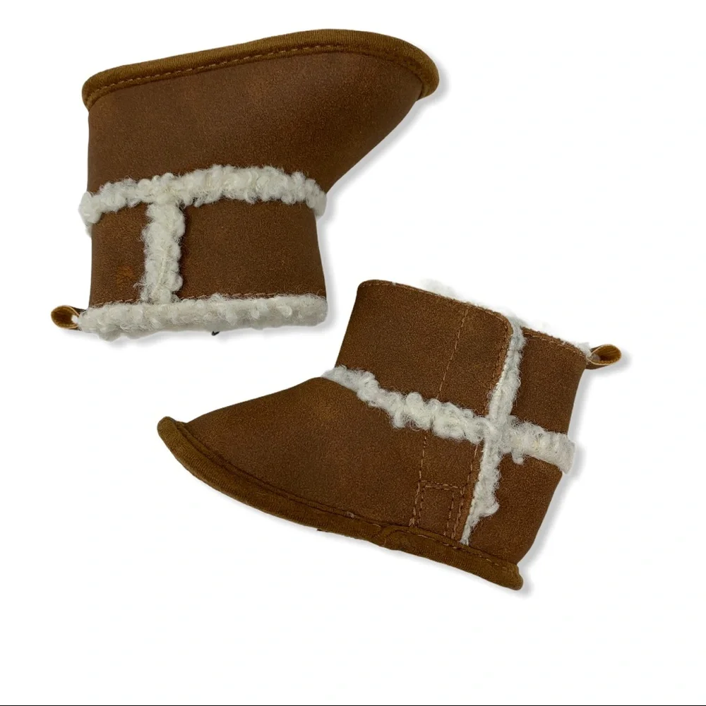 Faux suede shearling baby booties‎ 0-3 month